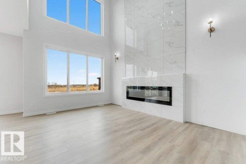 1847 Crossbill Loop, Edmonton, AB - Indoor Photo Showing Living Room With Fireplace