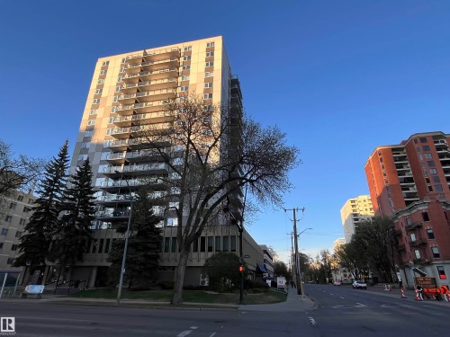 Multi-story building featuring multiple private balconies with glass railings - 807 10011 116 Street, Edmonton, AB - Outdoor With Facade