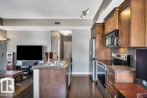 205 6720 112 Street, Edmonton, AB - Indoor Photo Showing Kitchen With Stainless Steel Kitchen With Double Sink