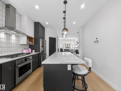10449 143 Street, Edmonton, AB - Indoor Photo Showing Kitchen With Stainless Steel Kitchen With Upgraded Kitchen