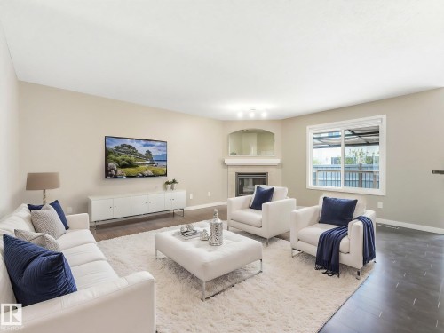 7912 172 Avenue, Edmonton, AB - Indoor Photo Showing Living Room With Fireplace