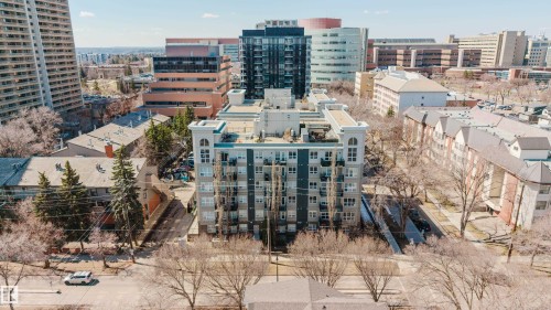 Mid-rise residential building featuring multiple balconies and a flat roofline - 508 11103 84 Avenue, Edmonton, AB - Outdoor