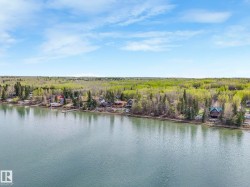 Expansive waterfront properties featuring diverse architectural styles, mature trees, and a private dock - 