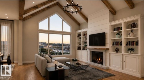 1155 Genesis On The Lake Boulevard, Stony Plain, AB - Indoor Photo Showing Living Room With Fireplace