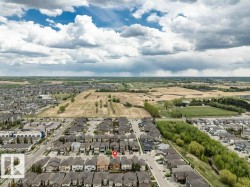 Aerial perspective showcasing a residential neighborhood with varied architectural styles - 