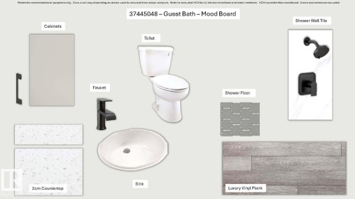 Guest Bath Mood Board. Presenting material and fixture selections for the property's guest bathroom - 20512 15 Avenue, Edmonton, AB - Other