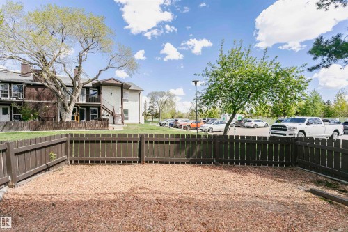 Private fenced outdoor space featuring wood chip ground cover - 9221 172 Street, Edmonton, AB - Outdoor