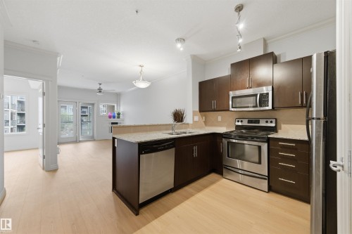235 10121 80 Avenue, Edmonton, AB - Indoor Photo Showing Kitchen With Double Sink