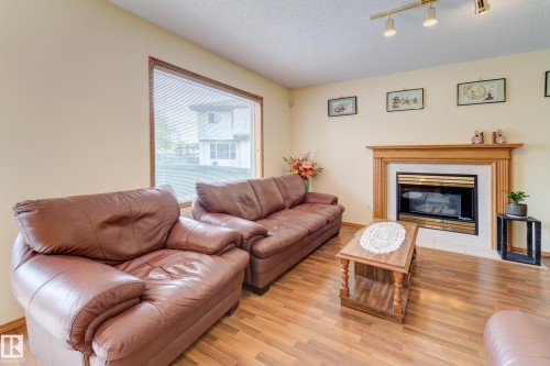 1003 Blackburn Close, Edmonton, AB - Indoor Photo Showing Living Room With Fireplace