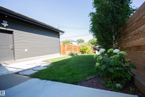 Expansive backyard featuring a lush lawn, mature trees, and a horizontal wood fence - 10611 146 Street Nw, Edmonton, AB - Outdoor With Exterior