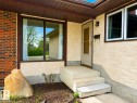 Front entry featuring textured stucco and brick facade - 1731 51 Street, Edmonton, AB  - Outdoor With Deck Patio Veranda With Exterior 