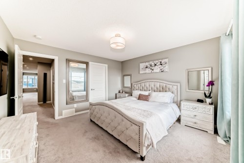 Carpeted interior space with a light gray wall color and a recessed ceiling light fixture - 38 Prospect Place, Spruce Grove, AB - Indoor Photo Showing Bedroom