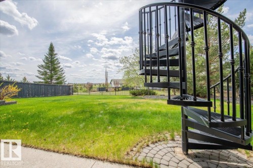 Exterior spiral staircase in black metal with decorative balusters - 2413 Tegler Green, Edmonton, AB - Outdoor