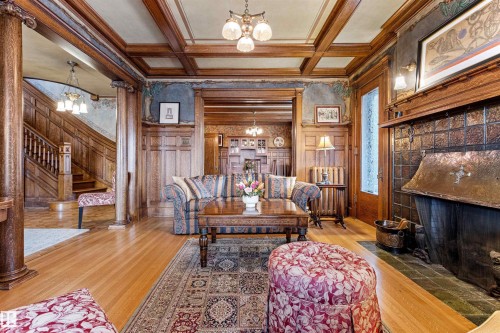 6210 Ada Boulevard Nw, Edmonton, AB - Indoor Photo Showing Living Room With Fireplace