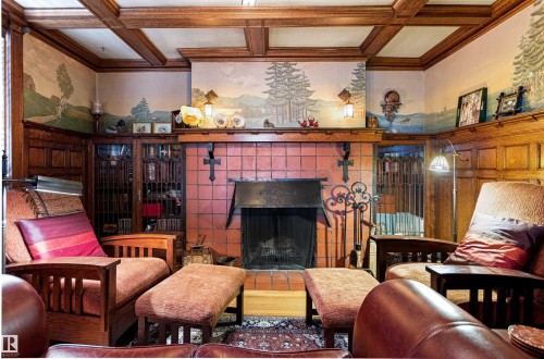 6210 Ada Boulevard Nw, Edmonton, AB - Indoor Photo Showing Living Room With Fireplace