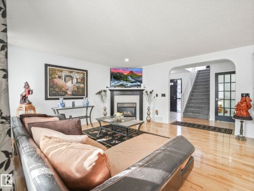 20115 46 Avenue, Edmonton, AB - Indoor Photo Showing Living Room With Fireplace