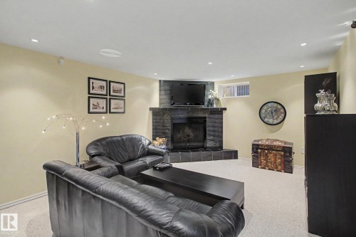 3748 117 Street, Edmonton, AB - Indoor Photo Showing Living Room With Fireplace