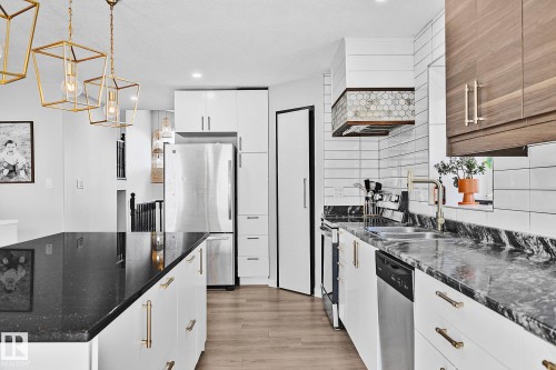 3205 41A Avenue, Edmonton, AB - Indoor Photo Showing Kitchen With Double Sink With Upgraded Kitchen