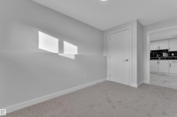 Carpeted room with light grey walls and white trim - 