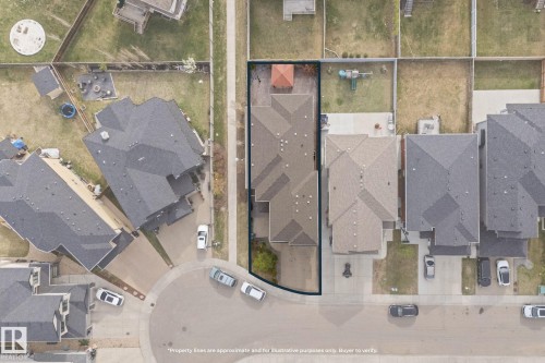 Aerial perspective showcasing a single-family residence with a multi-gabled roofline - 16543 132 Street, Edmonton, AB - Other