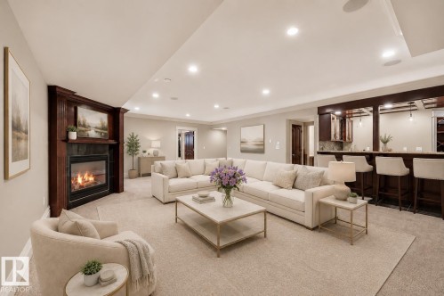 Virtually Staged - 1004 Hollands Point(E), Edmonton, AB - Indoor Photo Showing Living Room With Fireplace