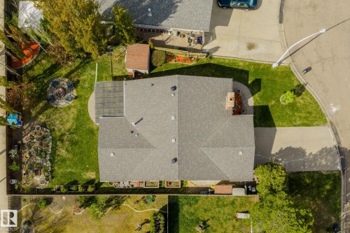 Aerial view of a residential property featuring a gray shingle roof - 15232 120 Nw, Edmonton, AB 