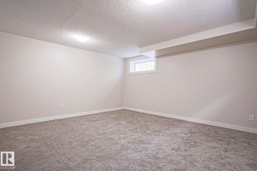 Spacious room featuring neutral paint, gray carpeting, a small window, overhead lighting, and white baseboards - 82 Meadowview Point(E), Sherwood Park, AB - Indoor Photo Showing Other Room