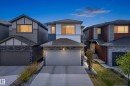 Contemporary two-story residence featuring a light gray and blue-toned facade - 9309 Pear Link Link, Edmonton, AB  - Outdoor 