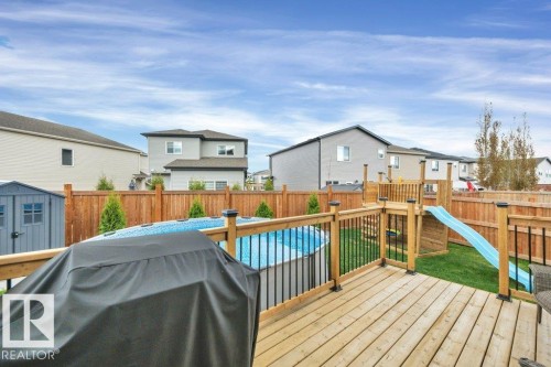 777 Berg Loop, Leduc, AB - Outdoor With Above Ground Pool With Deck Patio Veranda