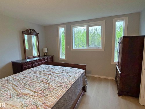 Interior space featuring light gray walls, multiple windows with white trim, and light wood-finish flooring - 60016 Rr 41, Rural Barrhead County, AB - Indoor Photo Showing Bathroom