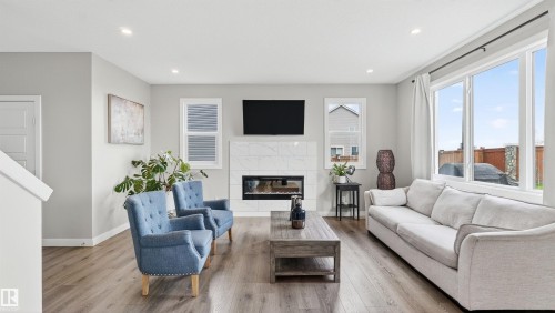 1723 200 Street Nw, Edmonton, AB - Indoor Photo Showing Living Room With Fireplace