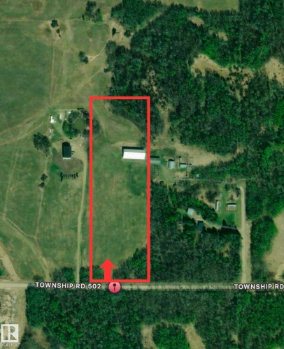 Aerial Property Survey. Outlining the boundaries of the property and its immediate surroundings - 50206 Range Road 215, Rural Leduc County, AB 