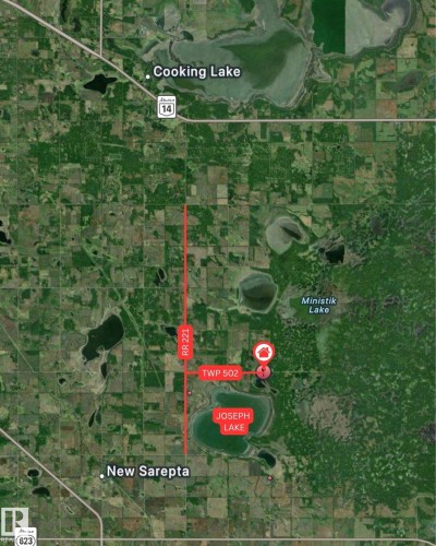 Property Location Map. Indicating the geographic placement of the property relative to named landmarks and roadways - 50206 Range Road 215, Rural Leduc County, AB 