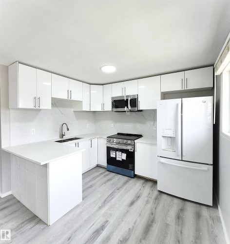 1312 Lakewood Road W, Edmonton, AB - Indoor Photo Showing Kitchen With Double Sink
