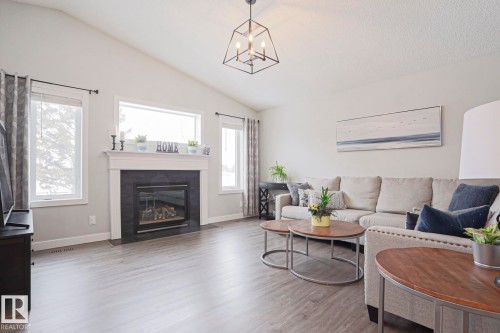 53 Newport Crescent, St. Albert, AB - Indoor Photo Showing Living Room With Fireplace
