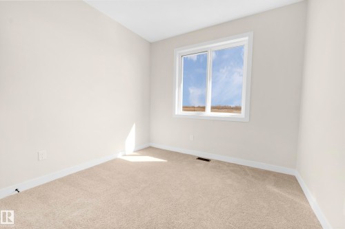 Bright room featuring a large window, neutral carpeting, and white trim - 4915 17 Avenue, Edmonton, AB - Indoor Photo Showing Other Room
