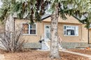 The property features a stucco exterior, a gabled roof, and a mature tree in the front yard - 7723 82 Avenue, Edmonton, AB  - Outdoor 