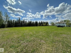 Expansive green lawn with a mature tree line providing natural screening - 