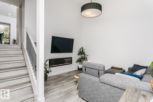 9737 101 Street, Edmonton, AB - Indoor Photo Showing Living Room With Fireplace