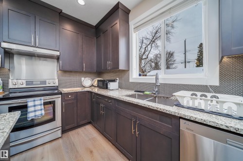 9527 75 Avenue, Edmonton, AB - Indoor Photo Showing Kitchen With Stainless Steel Kitchen With Double Sink