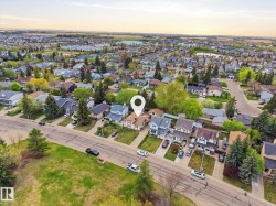Aerial perspective showcasing a residential neighborhood with varied architectural styles - 