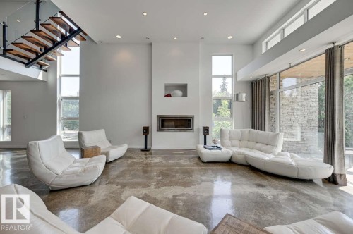 14A Birch Drive, St. Albert, AB - Indoor Photo Showing Living Room With Fireplace