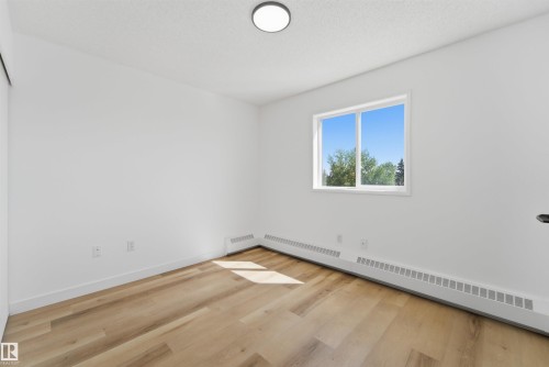 Bright room with wood-finish flooring and white baseboards - 302 2508 50 Street Nw, Edmonton, AB - Indoor Photo Showing Other Room