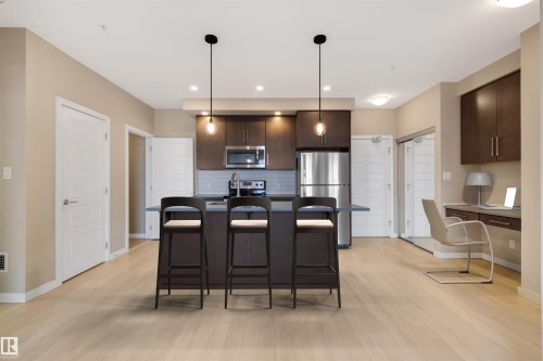434 1008 Rosenthal Boulevard, Edmonton, AB - Indoor Photo Showing Kitchen With Stainless Steel Kitchen With Upgraded Kitchen