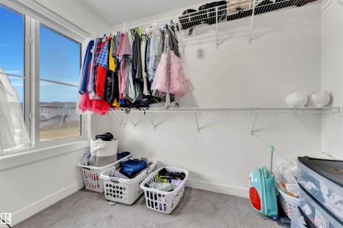 Spacious walk-in closet featuring a large window, white walls, and gray carpet - 22534 98A Avenue, Edmonton, AB - Indoor With Storage
