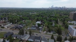 Expansive urban landscape featuring a distant city skyline - 