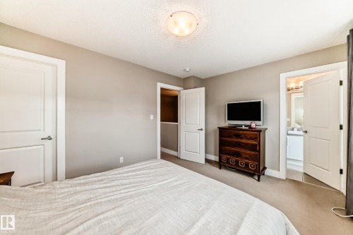Bedroom featuring neutral paint, carpet flooring, overhead lighting, and white trim - 2125 24 Street, Edmonton, AB - Indoor Photo Showing Bedroom