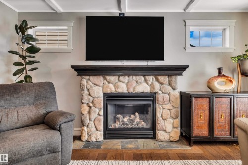 14704 88 Avenue, Edmonton, AB - Indoor Photo Showing Living Room With Fireplace