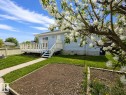 Rear exterior featuring light blue siding and a spacious wooden deck with railings - 4005 55 Avenue, Whitecourt, AB  - Outdoor 
