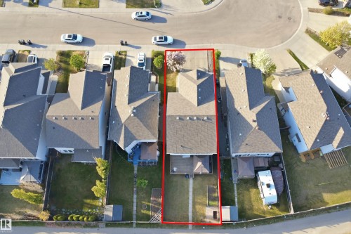 Aerial property view featuring a gabled roofline and a rear deck - 1523 36 Avenue, Edmonton, AB - Other